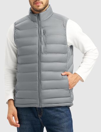 Чоловіча жилетка Rdruko з утеплювачем, світло-сіра, для активного відпочинку та туризму, 5 кишень (XXL)