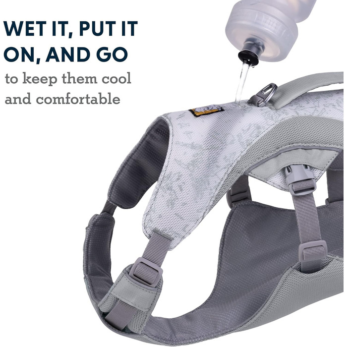 RUFFWEAR Swamp Cooler Dog Harness and Handle, Lightweight Running Gear Keeps Pets Cool in Hot Weather, Adjustable, Durable & Cooling, 2 Leash Ports, Graphite Gray (Large/XL, 81-107cm)