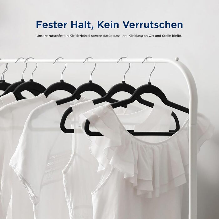 Серія з 10 вешалок для одягу SereneLife з оксамиту – економія місця, неслизькі, 360° обертання, для зберігання та організації одягу, 10 шт. (Чорний)