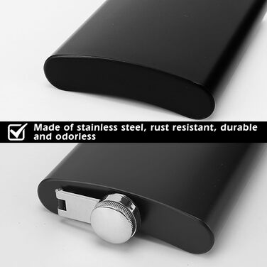 Набір з 4 флаконів з нержавіючої сталі: 236 мл, з воронкою, для напоїв, жінок, пікніків, подорожей, кемпінгу, 13,8 x 9,4 см, чорний