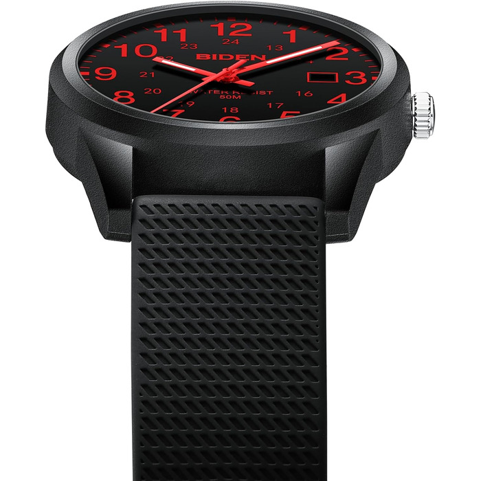 Чоловічий годинник: аналоговий кварцовий годинник на зап'ястя, водостійкий, стильний, дизайнерський (07- Чорний/Червоний)