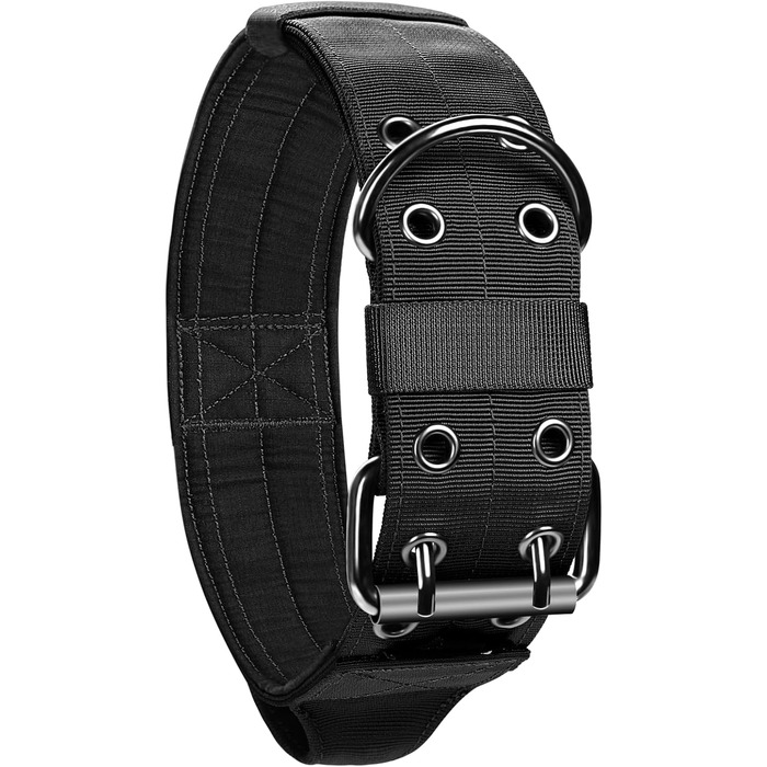 OneTigris широке собаче повід шириною 5 см з ручкою та патчем для великих собак (XL, чорний)