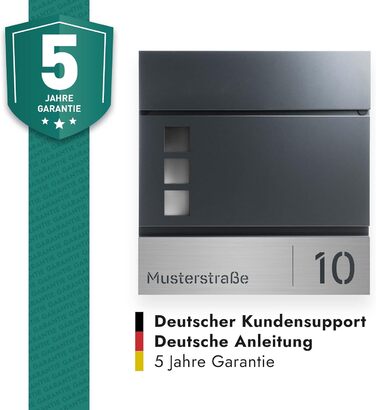 Поштовий ящик Forgard Helsingborg антрацит з газетницею, RAL 7016, персоналізований, з монтажним комплектом. З цинкової сталі, сучасний дизайн.