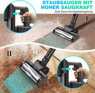 Бездротовий акумуляторний пилосос з антизаплутаною насадкою, фільтрація 99,999%, для будь-яких поверхонь, сірий колір, 2 акумулятори