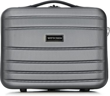 Валіза на колесах WITTCHEN Globe Line S з ABS-пластику, 4 колеса, кодовий замок, телескопічна ручка. Підходить для ручної поклажі Lufthansa, Eurowings, Ryanair, Condor, Discover Airlines. Колір: сірий.