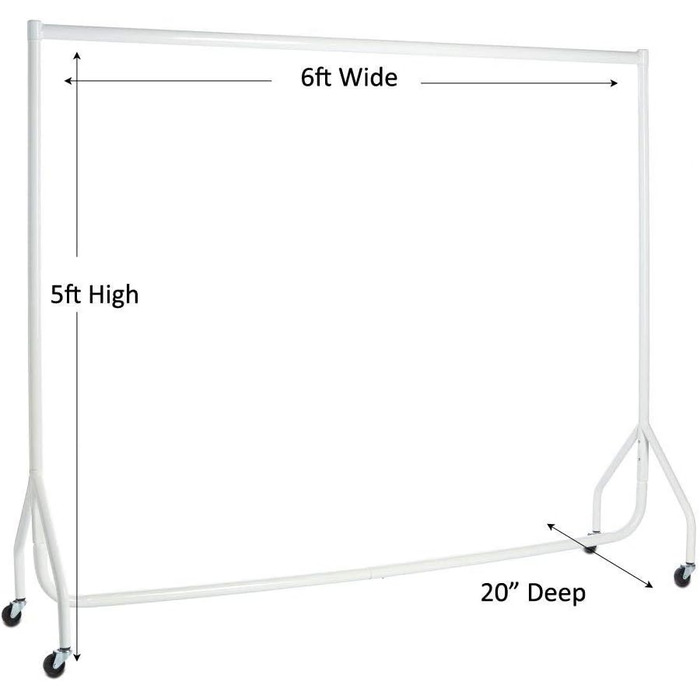 The Shopfitting Shop Clothes Rack 1.83 m long x 1.54 m high, robust, 32-mm steel pipe, White