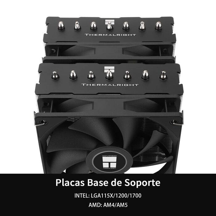 Thermalright Phantom Spirit 120 SE: Повітряний кулер для CPU з 7 heatpipes, 120mm вентилятором, технологією AGHP 4.0 та S-FDB підшипником. Сумісний з AMD AM4/AM5 та Intel 1700/1150/1151/1200 сокетами.