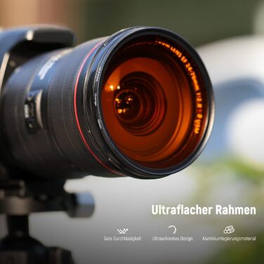 NEEWER Набір кольорових об'єктивних фільтрів 9 шт. (52 мм) – Набір фільтрів для об'єктивів камери, 9 кольорів, з сумками