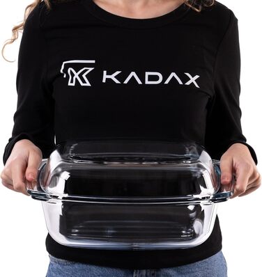 Жаровня KADAX скляна з кришкою 5.8л для запікання, лазаньї, тушкованих овочів - жароміцне скло