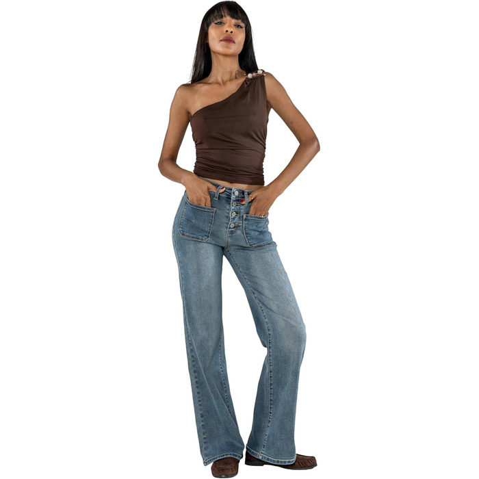 Джинси жіночі Nina Carter P139 розкльошені bootcut, висока талія, вінтажний блакитний (L)