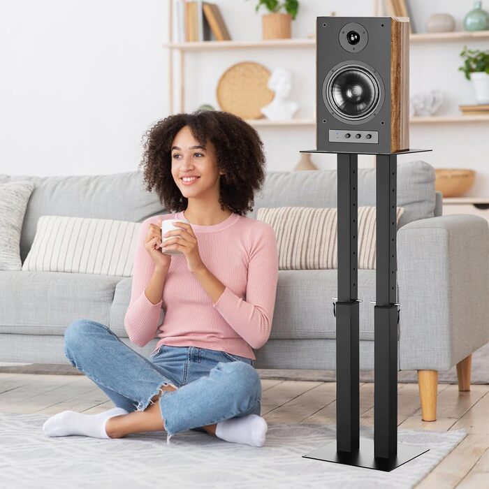 Регульовані підставки для акустики з кабельною організацією, 2 шт. Підставки для підлогових колонок з антиковзкими EVA-маті, подвійні труби, вантажопідйомність 10 кг