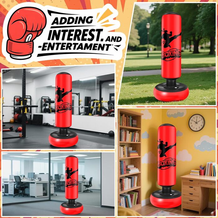 Дитячий боксерський мішок Ninonly Standbox 160см з рукавичками. Міцний PVC, для карате, тхеквондо. Подарунок для дітей 3-12 років