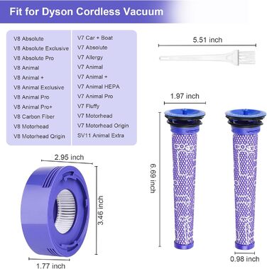 Фільтри для пилососа Dyson V11/V15 (3 шт) - Waitley, сумісні з SV14, SV17, SV22 Detect Animal, Absolute, Extra, Pro, Torque Drive (#970013-02)