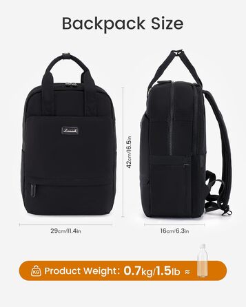 LOVEVOOK Рюкзак для ноутбука, 15.6 дюймів, жіночий, для школи/університету, подорожей, чорний