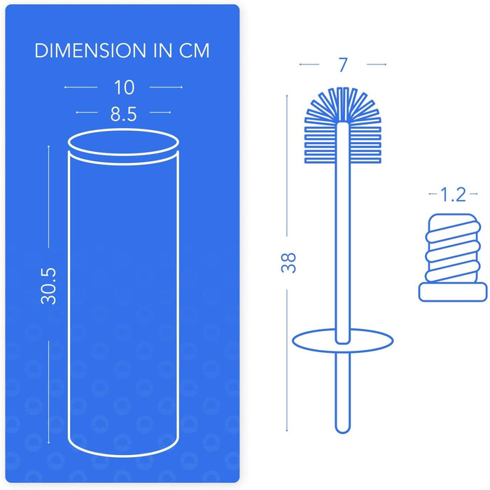 Щітка для унітазу Bamodi з тримачем – вільна щітка з довгим руків'ям та жорсткою щетиною для ретельного та легкого прибирання – ідеальна для ванної кімнати та гостьового туалету (Матовий Чорний, 1)