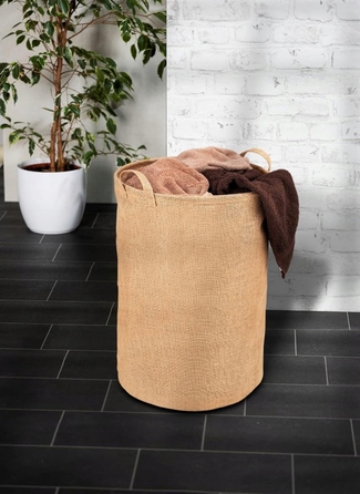 Кошик для прання JUTA 79л круглий, коричневий, з ручками 38x55