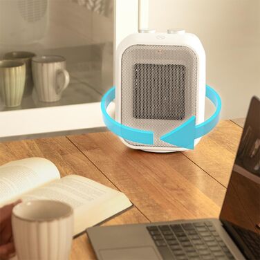 Керамічний обігрівач Cecotec Ready Warm 6100 з обертанням. Керамічний нагрівач з коливанням, режими тепла та холодного повітря, 3 режими роботи, регульований термостат, захист від перекидання, 20 м², білий, 1500 Вт