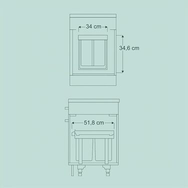 Висувний сміттєвий бак для кухні Relaxdays на 3 секції під мийку, сірий, 34.6 x 34 x 51.8 см (2x 15 л)
