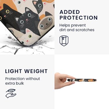 Чохол-книжка kwmobile для Kobo Clara BW/Clara Colour/Tolino Shine (5) / Shine Color - Чохол для електронного читача з принтом котів (помаранчевий, чорний, білий)