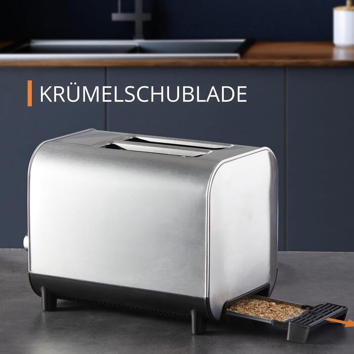 Krups KH682D Excellence Toaster | 8 Browning Levels | 4 Functions | 2-Slice Toaster | Lift Function | Removable Crumb Tray | 850 Watt | Brushed Stainless Steel