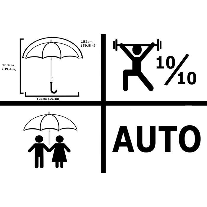 COLLAR AND CUFFS XL Golf Umbrella - Windproof, Fiberglass Ribs - Red & Black - Automatic Open/Close - 154cm
