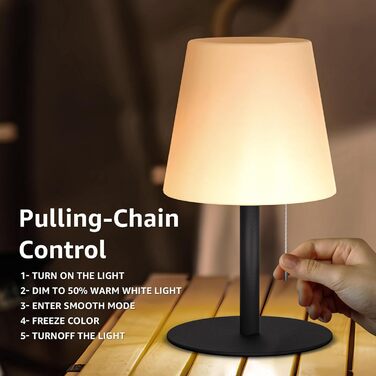 LED-лампа на акумуляторі для вулиці та дому Uuffoo, 7 кольорів, USB-C, для спальні, столу, саду, балкону, кемпінгу (чорна) (2 шт.)