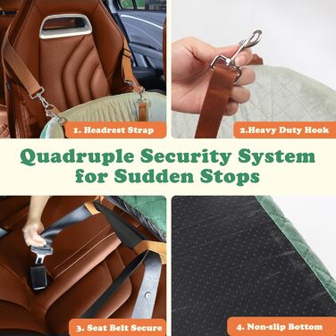 Автокрісло для собак iPetba - Зелене, для маленьких порід, з захистом від зіткнень, антиковзаюче, знімне та миється