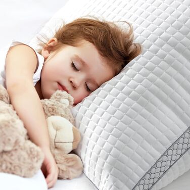 BedStory Pillows 40x40 with Removable Cover, Adjustable Fiber Filling Pillows with Zipper, Hotel Pillows 2-Pack of 400g x 2 Microfiber, Washable Neck Pillow for Allergy Sufferers