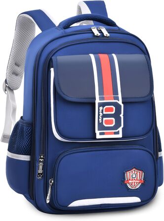 Шкільний рюкзак для хлопчика IvyH, 2-5 клас, 20 літрів. Ергономічний дитячий рюкзак для початкової школи, водонепроникний, 8-12 років, темно-синій/червоний