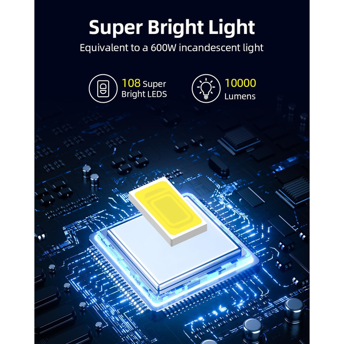 Світлодіодний прожектор Lightasea 100 Вт з датчиком руху, 10000 Лм, IP66, холодне біле світло 6500K, пульт ДУ, для вулиці, саду, гаража