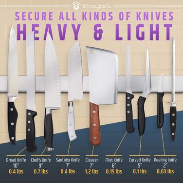 Premium 61cm Magnetic Knife Strip for Wall (Large Size) - Extra Strong Magnetic Knife Holder - Space-Saving Magnetic Knife Rail with Strong Magnetic Pull (Updated Version)
