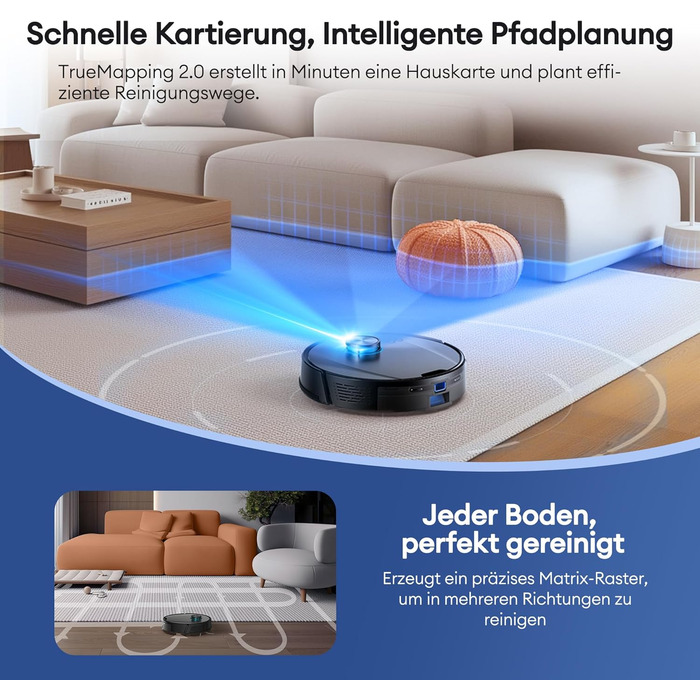 Робот-пилосос Ultenic T20 Pro з функцією миття підлоги, 8000 Па, станція самостійного очищення 3,5 л, для видалення шерсті тварин та килимів, AI-лазерне уникнення перешкод, керування через додаток