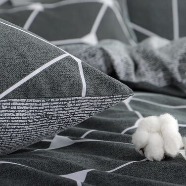 Комплект постільної білизни RUIKASI 135x200 см, 4-х частинний, бавовна, сірий з геометричним малюнком