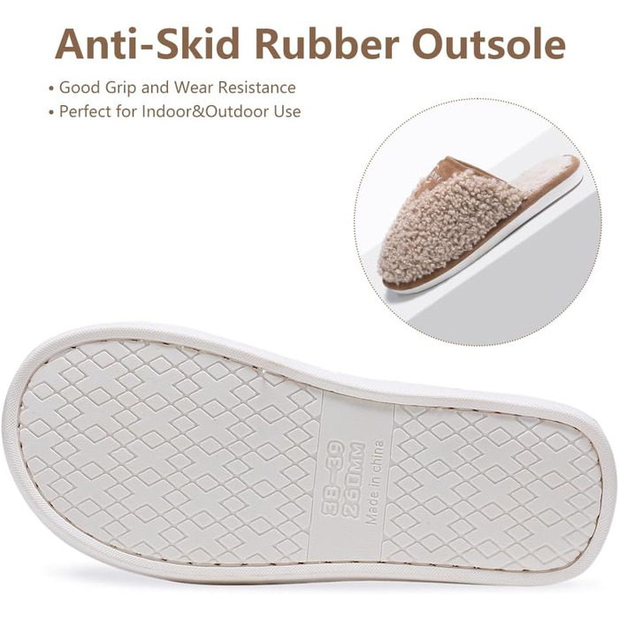 Зимові домашні тапочки для жінок та чоловіків з плюшу, теплих, м'яких, зручних, з пам'яттю, антиковзаючі, розмір 45.5/46.5 EU, коричневі