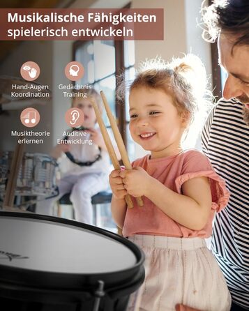 XDrum Junior Pro Kinder барабанний комплект Red - для дітей 5-9 років - з аксесуарами та навчальним посібником (Чорний, Solo)