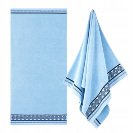 Великий банний рушник ZWOLTEX RONDO 2 з вишивкою, синій, 450г, 70x140см