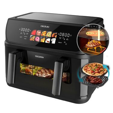 Аерофритюрниця Cecotec Cecofry & Grill Duoheat 10000 з грилем, 10 л, 2800 Вт, вікно перегляду, Inox