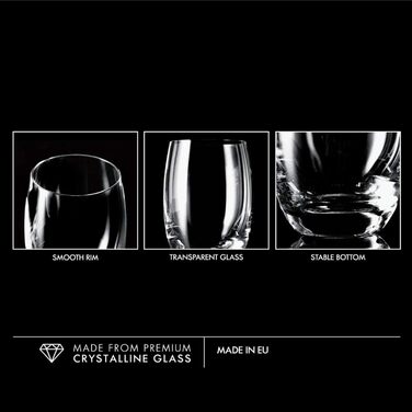 Krosno - Gin & Tonic Glasses, Water Glasses, Set of 6, 360 ml Elite Collection - Crystal Glass Juice Glasses, All-Purpose Glasses, Mocktail Glasses, Cocktail Glasses, Drinking Glasses, Brandy, Cognac - Dishwasher Safe