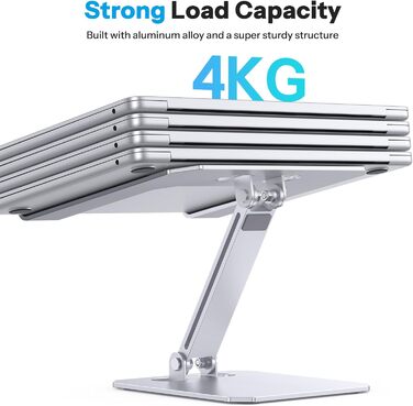 Підставка для ноутбука OMOTON, алюміній, регульована висота, ергономічна, складна, для MacBook Pro/Air (11-16 дюймів), срібна