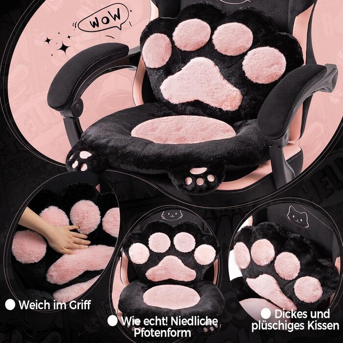 Ігровий крісло Dowinx Ergonomiczne з підніжкою, рожевий, для дорослих