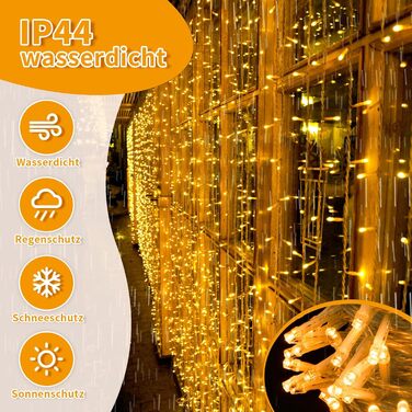 LED гірлянда 20м, 200 LED, тепле біле світло, 8 режимів, таймер, пульт, IP44, для декору, вечірки, саду, Різдва