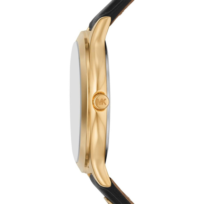 Жіночий годинник Michael Kors Slim Runway кварцовий, 38 мм, шкіряний ремінець (чорний та золотий)