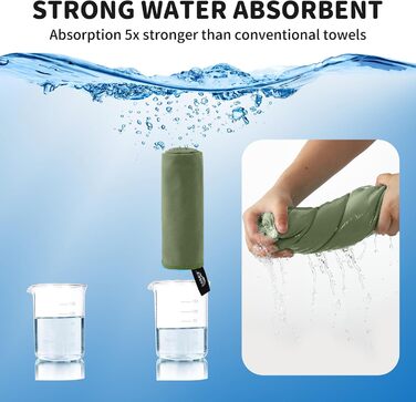 Набір рушників з мікрофібри Pameil (3 шт.): великий (160x80 см) + 2 маленькі (80x40 см), швидковисихаючі, для подорожей, спорту, сауни, армійного кольору