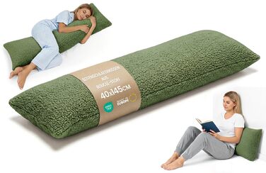 Подушка для вагітних Totsy Baby для сну на боці, 40x145 см, оливково-зелена, з OEKO-TEX сертифікатом