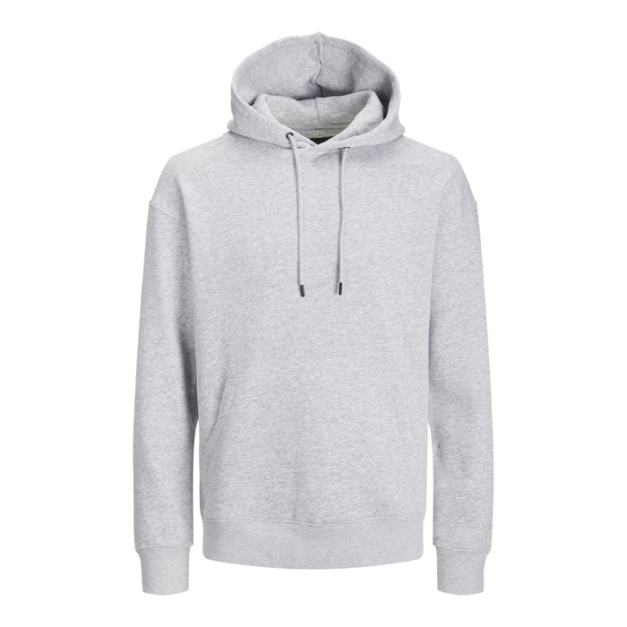 Чоловічий худі Jack & Jones однотонний з капюшоном, світло-сірий меланж, розмір XL