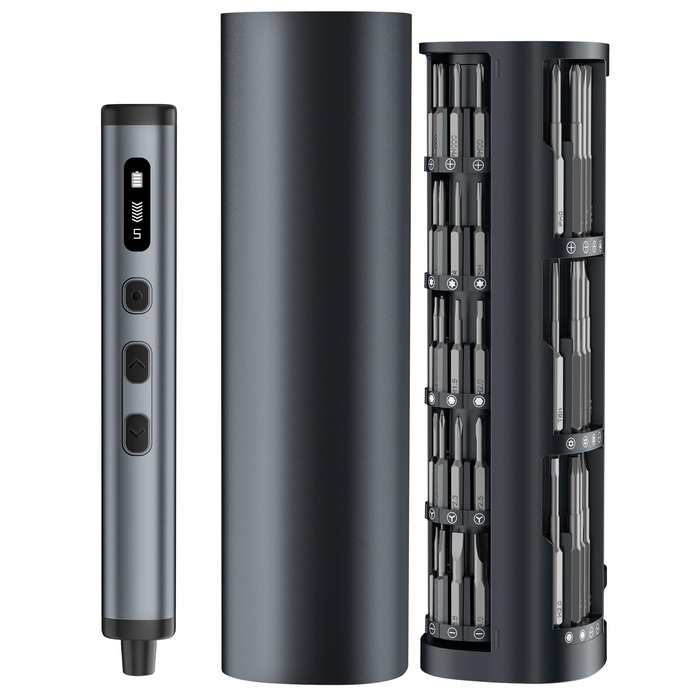 Набір мініатюрних електричних викруток 78 в 1 - прецизійний набір з магнітними Torx викрутками, LED дисплеєм та 5 рівнями крутного моменту для ноутбуків, окулярів, годинників, ПК