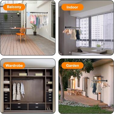 Висувний сушильник для білизни настінний з гачками, компактний для балкона, ванної кімнати, спальні (білий)