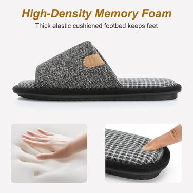 Чоловічі літні капці GOEWY з ефектом пам'яті (Memory Foam), відкриті пальці, протиковзкі домашні та вуличні тапочки, чорні, розмір 42/43 EU