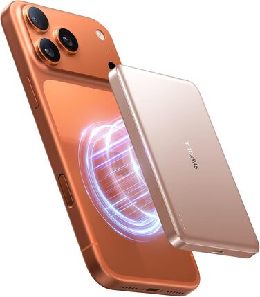 TORRAS MiniMag Powerbank: акумулятор 10000mAh з MagSafe, 22.5W, USB-C, для iPhone 17 Pro Max/Air/16/15/14/13/12, колір Desert Titan Gold