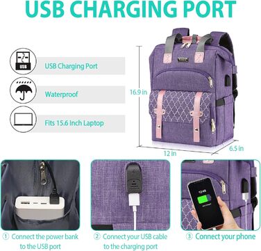 Рюкзак для дівчат Kuosdaz: USB-порт, відділення для ноутбука 15.6